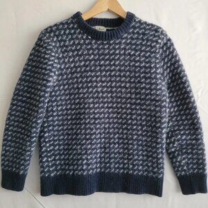 LL Bean Classic Ragg Lambs Wool Sweater Mens Small (XL tag) Crewneck Birds Eye